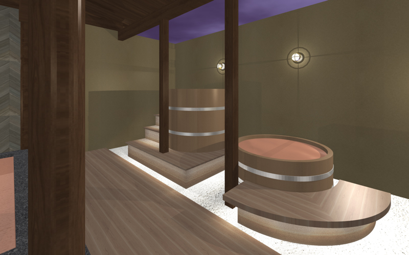 温泉宿の露天風呂デザイン